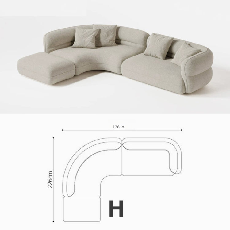 Italian Minimalist Curved Sectional Fabric Sofa, Modern Straight-Line Modular Corner Couch shsp-0209-51