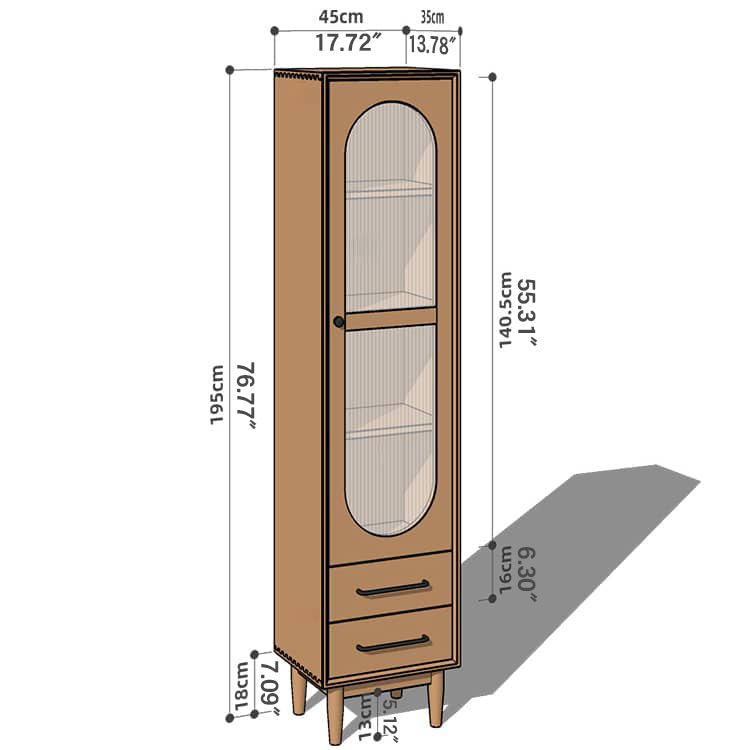 Stunning Cherry Wood & Black Cabinet with Glass and Metal Accents - Perfect for Modern Interiors hykmq-761