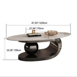 Luxurious Ceramic Sintered Stone Tea Table with Stainless Steel Base - Modern Elegance for Your Living Room fdl-2595