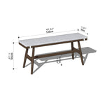 Elegant Grey Brown Stool with Natural Wood Legs in Black Walnut and Cherry Wood, Upholstered in Cotton-Linen Blend hykmq-746