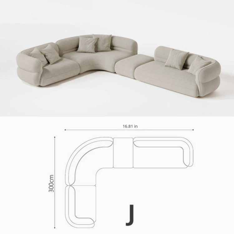 Italian Minimalist Curved Sectional Fabric Sofa, Modern Straight-Line Modular Corner Couch shsp-0209-51