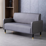 Stylish Dark Blue and Light Gray Sofa with Green Wood Accents - Techno Fabric and Cotton Blend for Ultimate Comfort qm-6
