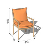 Sleek Mid-Century Modern Chair with Orange, Off-White, and Yellow Leathaire - Natural Oak, Cherry, and Light Brown Wood Finish hykmq-745