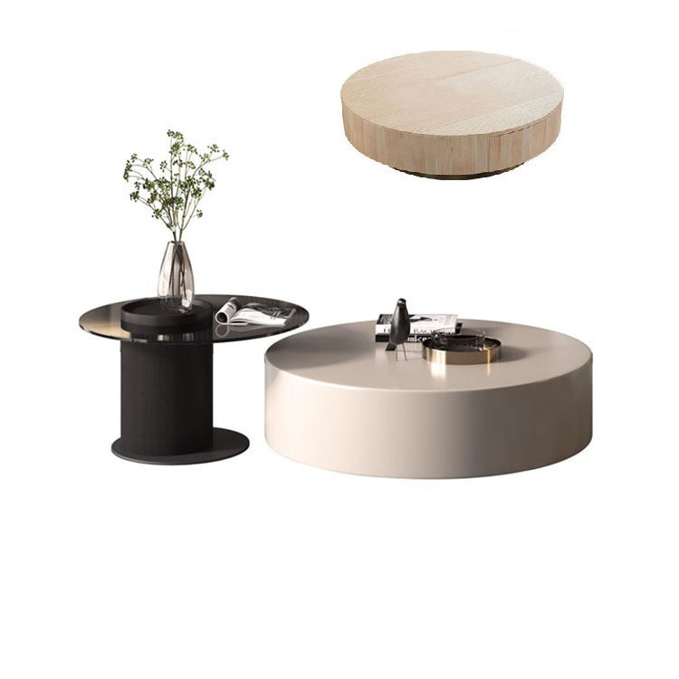Solid Pine Wood Tea Table with Tempered Glass and Carbon Steel Frame - Elegant Design for Modern Spaces fjx-2633