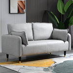 Contemporary Multi-Color Fabric Sofa in Mint Green, Light Gray, Orange, Blue, and Red with Wood Accents yr-120
