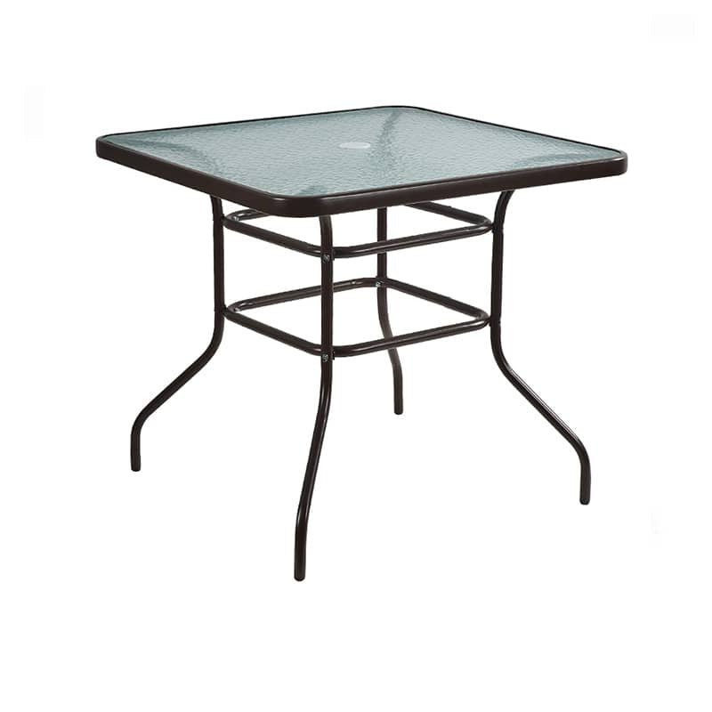 Stylish Modern Table with Black Glass Top and Durable Brown Steel Frame zy-268