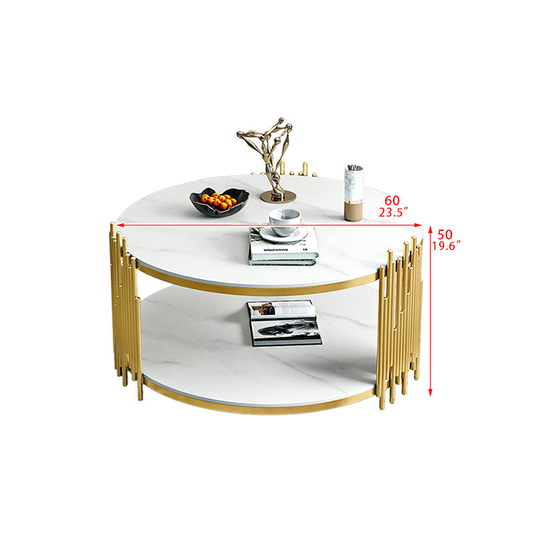 Stylish Round Tea Table with Tempered Glass & Sintered Stone - Modern Centerpiece for Your Living Room hyq-4420