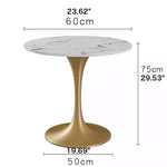 Stylish Round Dining Table with Sintered Stone and Faux Leather for Modern Homes fdfh-2216