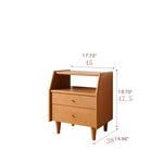 Elegant Cherry Wood Bedside Cupboard with Copper and Glass Accents fyx-862