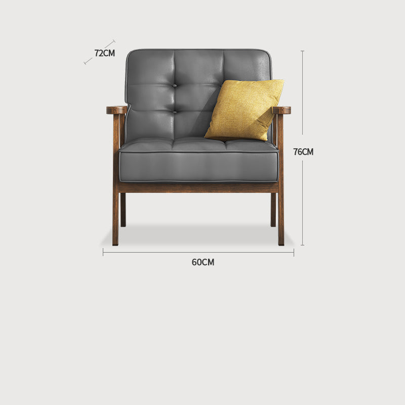 Modern Ash Wood Faux Leather Sofa - Sleek Black, Light Brown & Gray Design fcp-1304