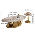 Luxurious Ceramic Sintered Stone Tea Table with Stainless Steel Base - Modern Elegance for Your Living Room fdl-2595