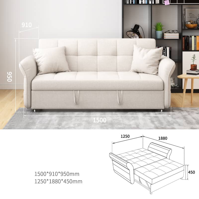 Elegant White Pine Wood Sofa with Premium Cotton-Linen Upholstery fwlp-934