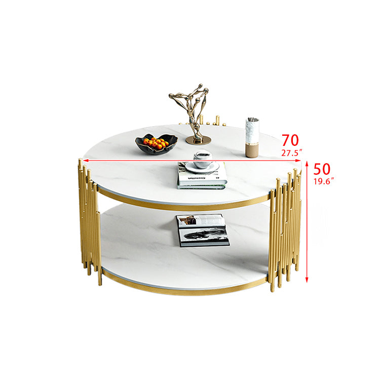 Stylish Round Tea Table with Tempered Glass & Sintered Stone - Modern Centerpiece for Your Living Room hyq-4420