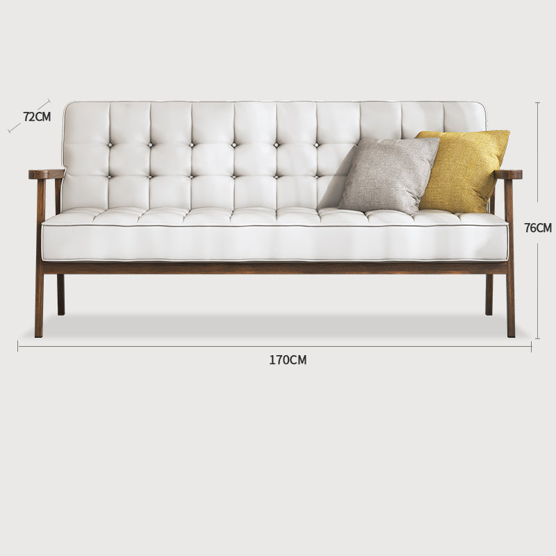 Modern Ash Wood Faux Leather Sofa - Sleek Black, Light Brown & Gray Design fcp-1304