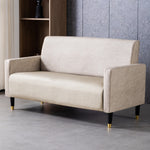 Stylish Dark Blue and Light Gray Sofa with Green Wood Accents - Techno Fabric and Cotton Blend for Ultimate Comfort qm-6