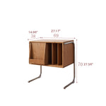 Elegant Cherry Wood Bedside Cupboard with Copper and Glass Accents fyx-862