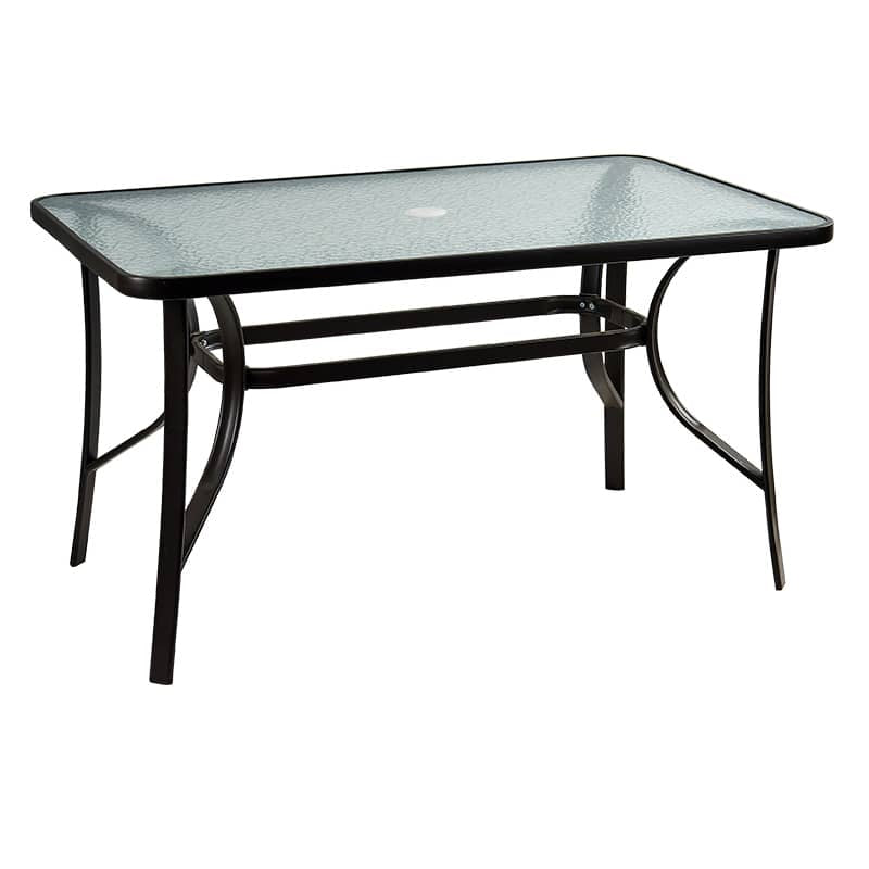 Stylish Modern Table with Black Glass Top and Durable Brown Steel Frame zy-268