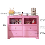 Stylish Pink Solid Wood Cabinet with Tempered Glass Display Shelves hyj-2298