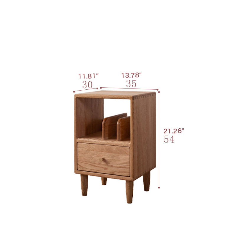 Elegant Cherry Wood Bedside Cupboard with Copper and Glass Accents fyx-862