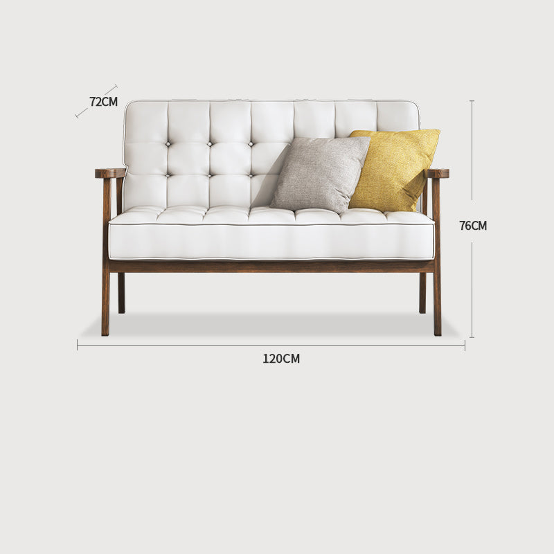 Modern Ash Wood Faux Leather Sofa - Sleek Black, Light Brown & Gray Design fcp-1304