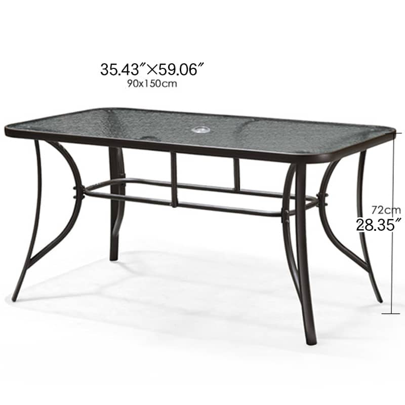 Stylish Modern Table with Black Glass Top and Durable Brown Steel Frame zy-268