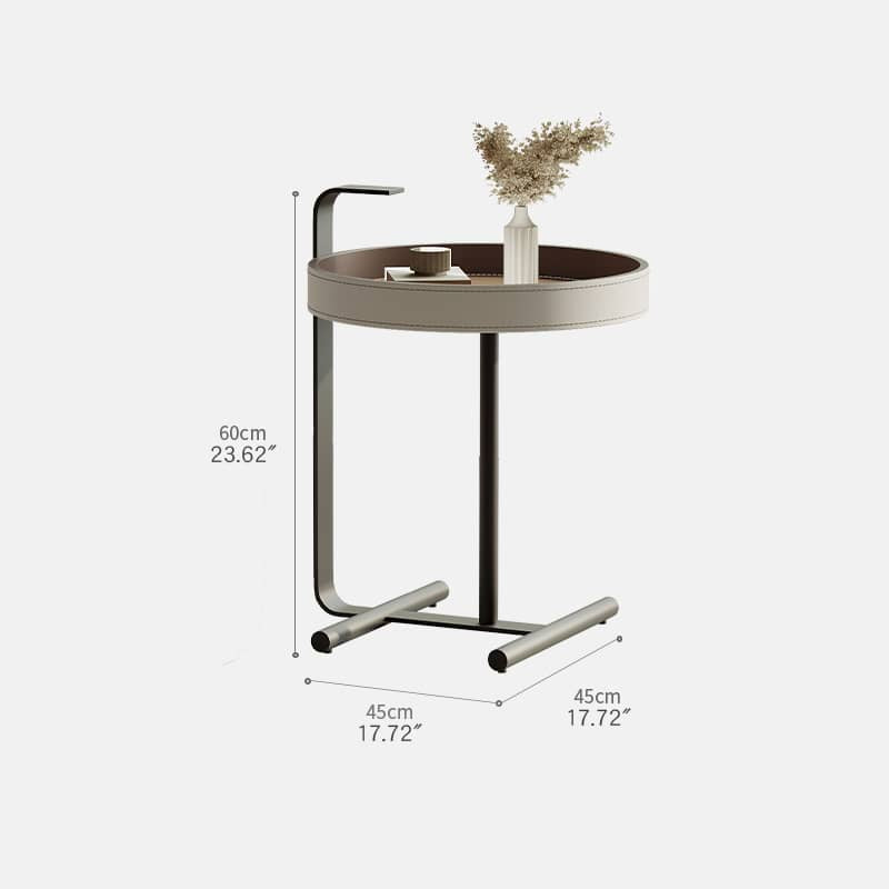 Solid Wood Tea Table with Sintered Stone Top and Faux Leather Accents hxj-2703