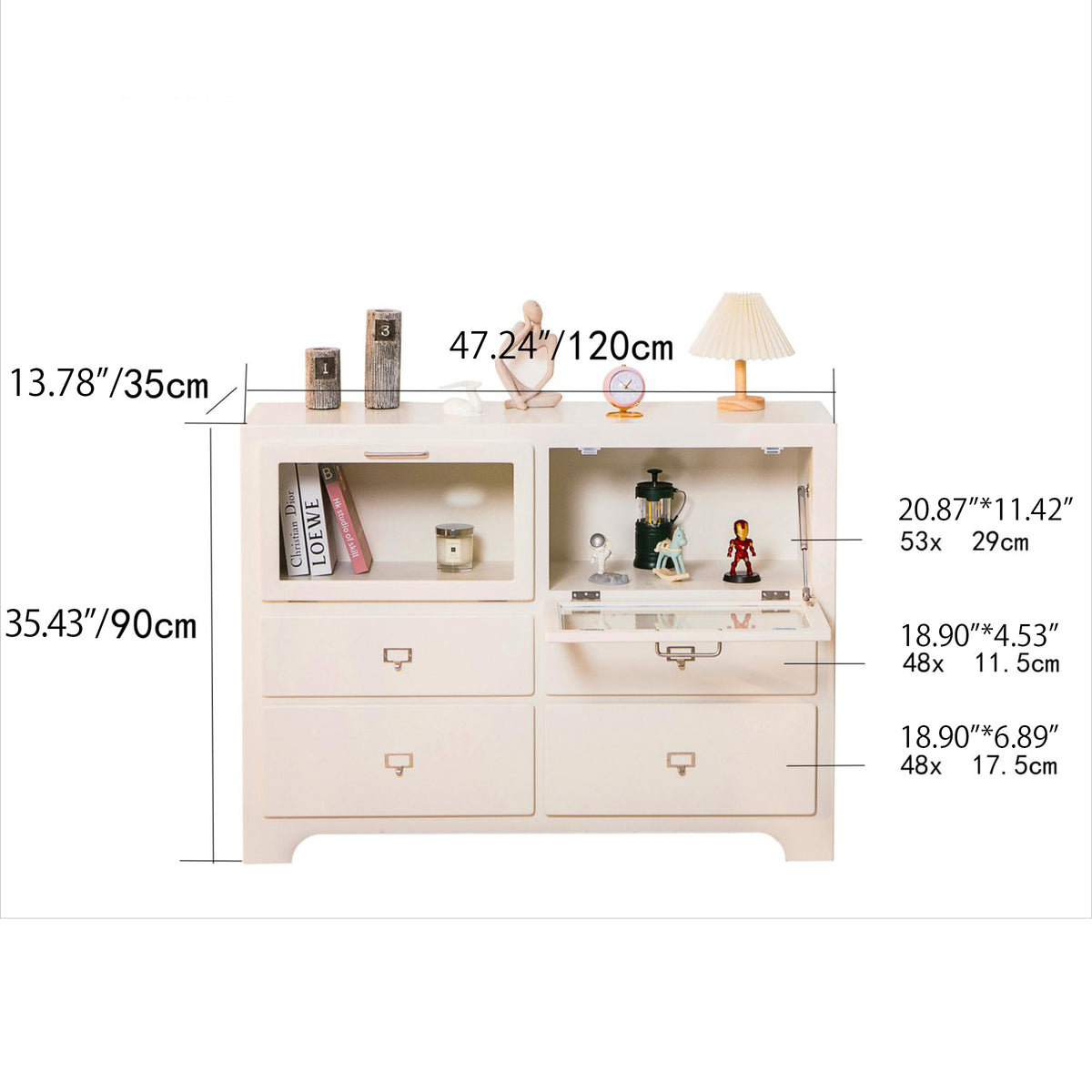 Stylish Pink Solid Wood Cabinet with Tempered Glass Display Shelves hyj-2298