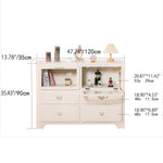 Stylish Pink Solid Wood Cabinet with Tempered Glass Display Shelves hyj-2298