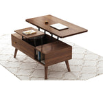 Elegant White Tea Table with Natural Solid Oak Wood and Ceramic Accents hx-1565