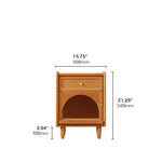 Elegant Cherry Wood Bedside Cupboard with Copper and Glass Accents fyx-862