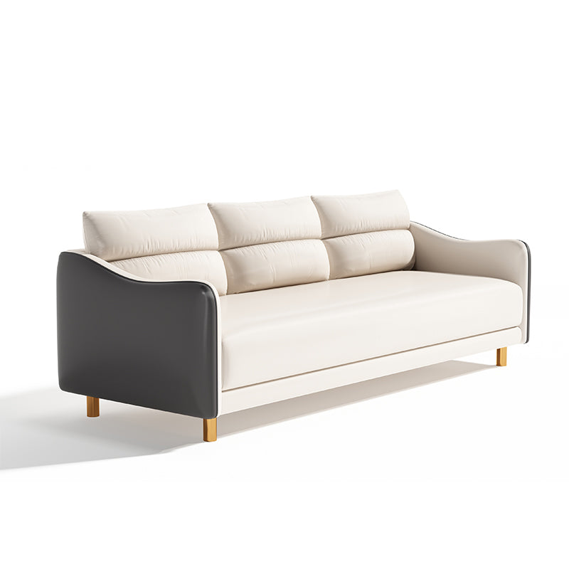 Stylish Techno Fabric Sofa - Available in Orange, Off White, Khaki, Black, Light Gray, and Dark Blue with Wood Accents qm-16