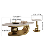 Luxurious Ceramic Sintered Stone Tea Table with Stainless Steel Base - Modern Elegance for Your Living Room fdl-2595