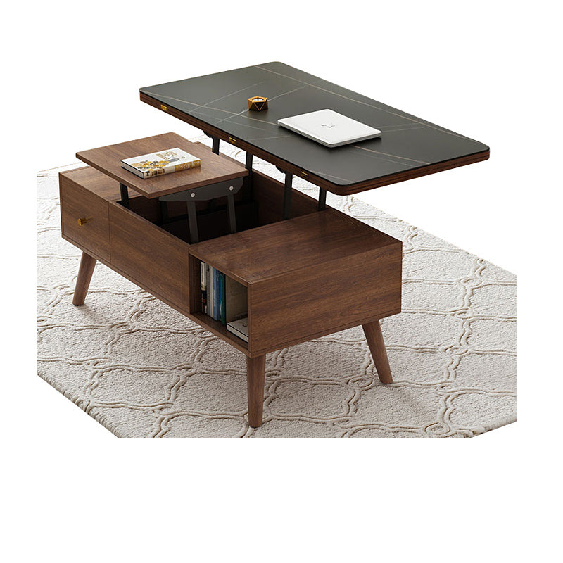 Elegant White Tea Table with Natural Solid Oak Wood and Ceramic Accents hx-1565