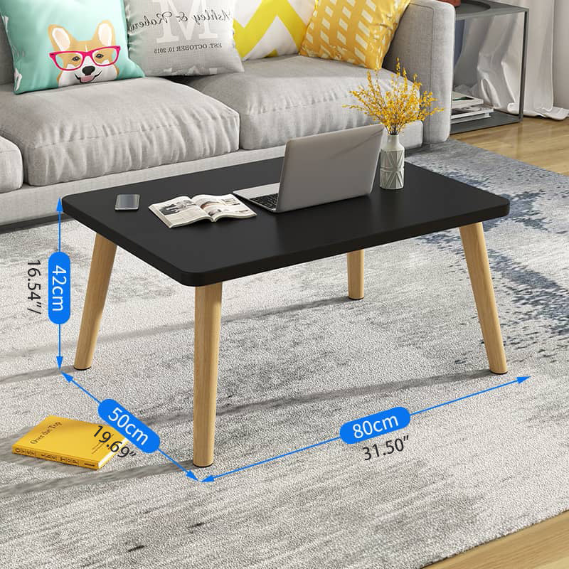 Elegant Solid Wood Tea Table – Modern White, Natural, & Black Design fxjc-919