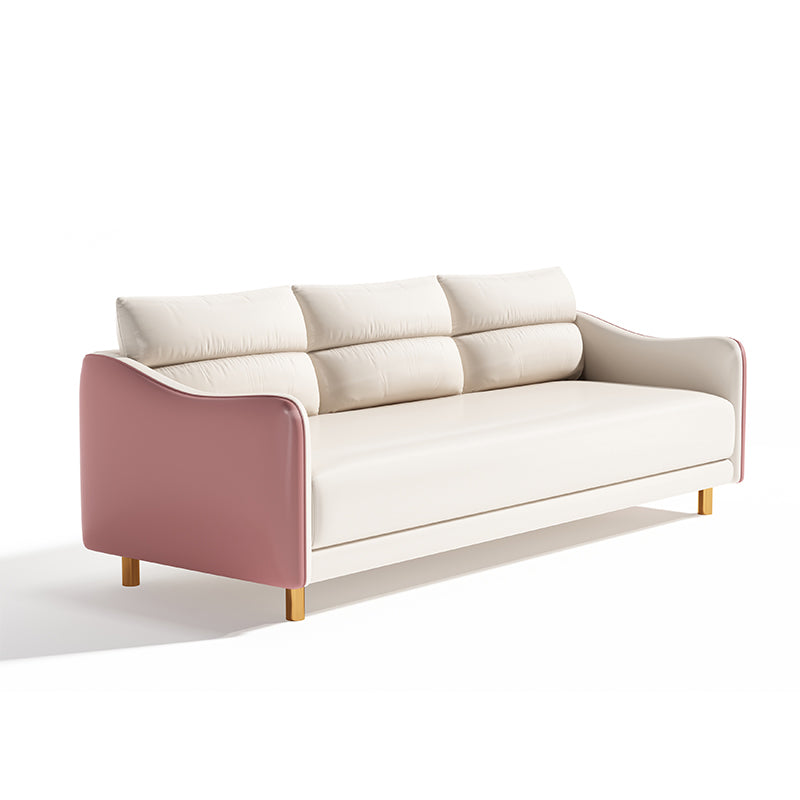 Stylish Techno Fabric Sofa - Available in Orange, Off White, Khaki, Black, Light Gray, and Dark Blue with Wood Accents qm-16