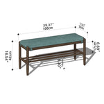 Handcrafted Green Stool in Natural Wood with Cotton Linen Upholstery - Multiple Color Options Available hykmq-744