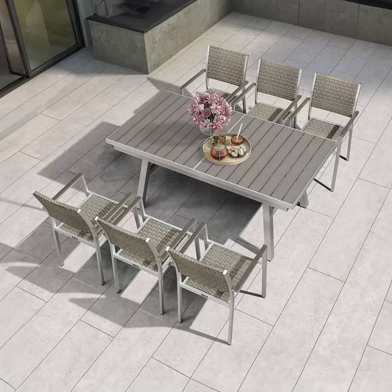 Shop Durable Gray WPC Aluminum Alloy Table – Perfect for Modern Outdoor Spaces zy-036