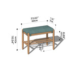 Handcrafted Green Stool in Natural Wood with Cotton Linen Upholstery - Multiple Color Options Available hykmq-744