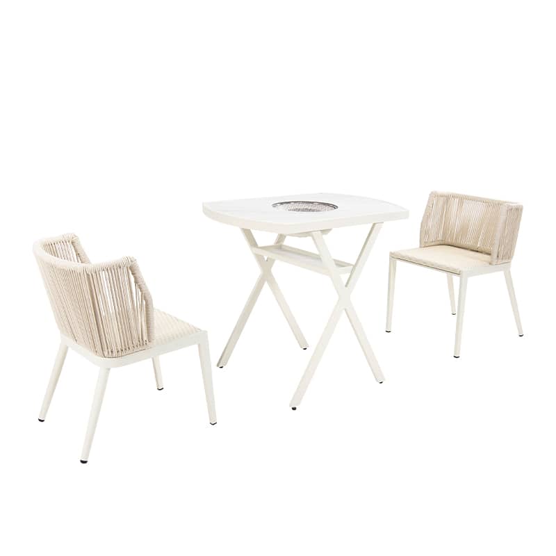 Modern Patio Table - Faux Rattan & Aluminum Alloy in Brown, Gray & White Finish zy-041