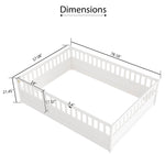 Full sizeFloor bed, integral construction with super high security barrier, door, children's floor bed frame, Montessori wooden children's floor bed, white W1858P164931-djyc