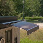 DA4734W Series Door Window Awning Made of0.137 Inch Thick Crystal Solid Polycarbonate Sheet and Aluminum Alloywith Valance in size of 47' Wide x 34' Deep for Wooden Wall House (Brown Roof) W2205P180054-djyc