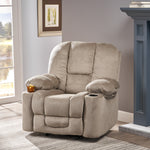Luxurious Manual Recliner Chair in Coffee, Skin-Friendly Fabric, Dual Cup Holders 57578.00LAT-djyc