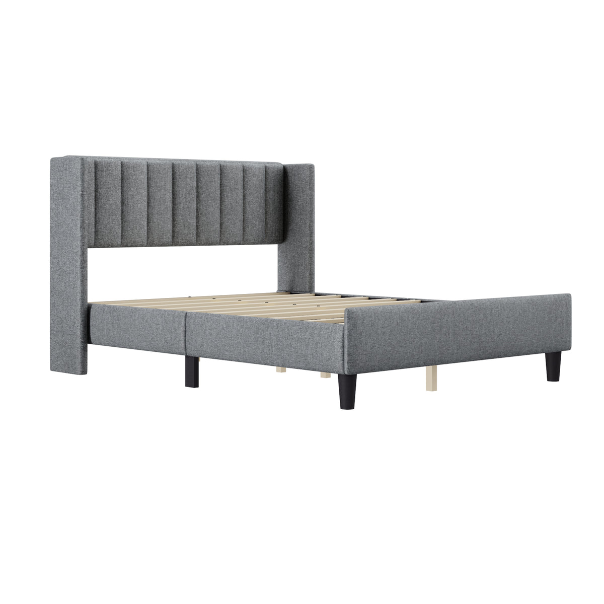 Queen size Upholstered Platform Bed Frame with Headboard, Mattress Foundation, Wood Slat Support, Quiet, no Box Spring Needed, Easy to Assemble Light Grey W1793140457-djyc