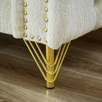 82-Inch Chenille Pull Buckle Design Sofa for Living Room,Buttons Tufted With Copper Nail Decoration Armrest, Modern Couch Upholstered Button And Metal Legs W834S00293-djyc