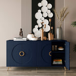Modern Lacquered 4 Door Wooden Cabinet Sideboard Buffet Server Cabinet Storage Cabinet, for Living Room, Entryway, Hallway, Office, Kitchen and Dining Room, Navy Blue W1435P191610-djyc