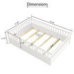 Full sizeFloor bed, integral construction with super high security barrier, door, children's floor bed frame, Montessori wooden children's floor bed, Support slat white W1858P164943-djyc
