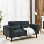 Convertible Futon Sofa Bed, Comfy Loveseat Sleeper Sofa with Adjustable Armrest, Strengthen Wood, Thick Padded Cushion, Small 2 Seater Couch for Living Room, Bedroom, Black W487P180470-djyc