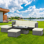 Patio Furniture, Outdoor Furniture, Seasonal PE Wicker Furniture,5 Set Wicker Furniture With Plywood Coffee Table,with lift TOP Coffee Table,with Lounger Sofa W1703S00004-djyc