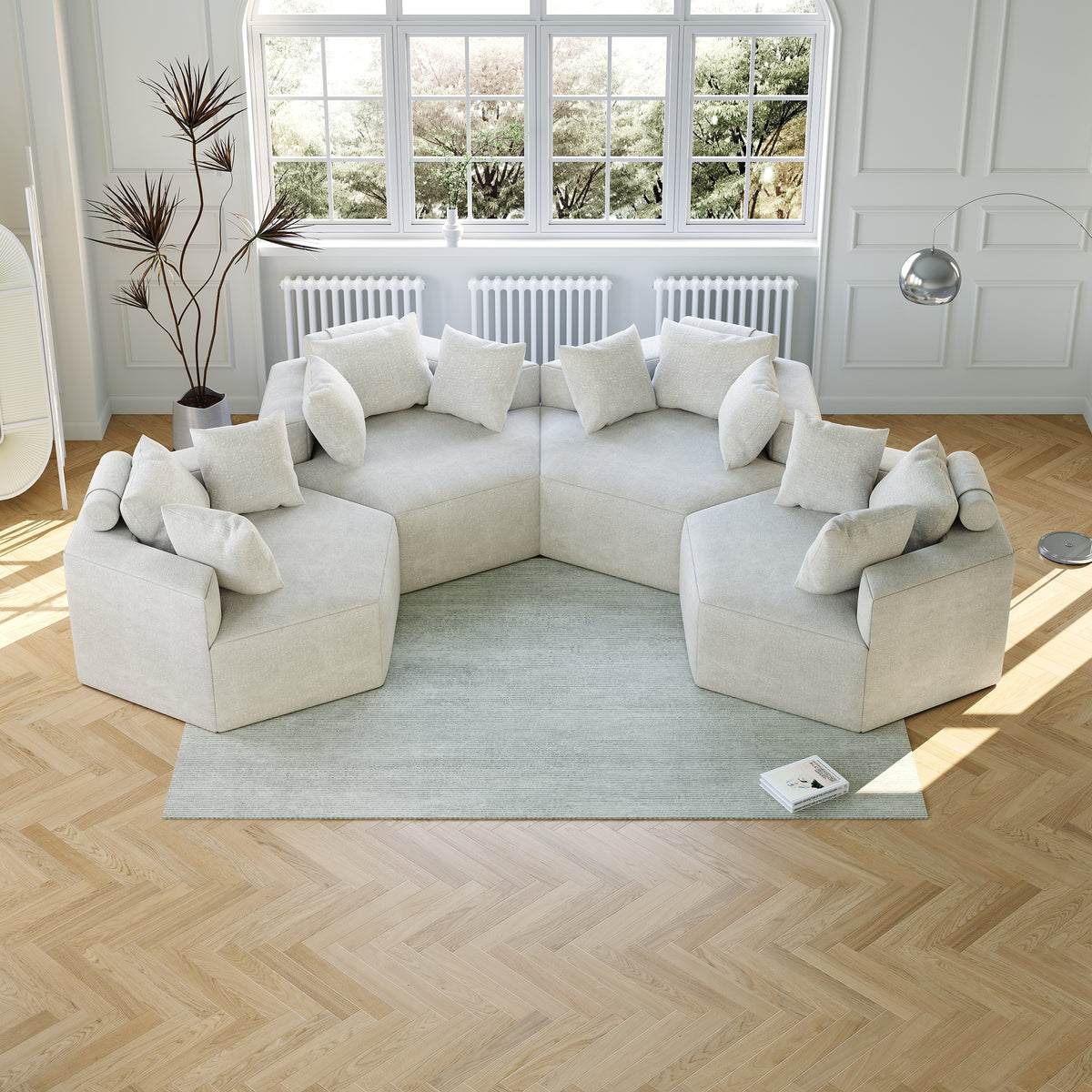 54''L Chenille Sponge single sofa,No Assembly Required,Fluffy Modern Sleeper Chair for Living room, Bedroom, Lounge and Projection Room W834P221045-djyc