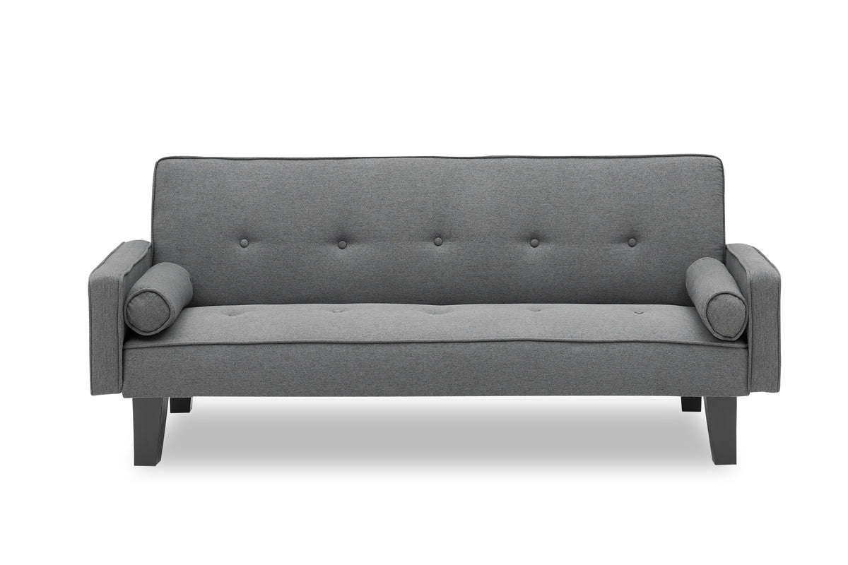 Sofa with Dual Functionality: 72" Dark Grey Cotton Linen Convertible Sofa Bed Including Two Bonus Pillows, Ideal for Family Living Rooms W127843493-djyc